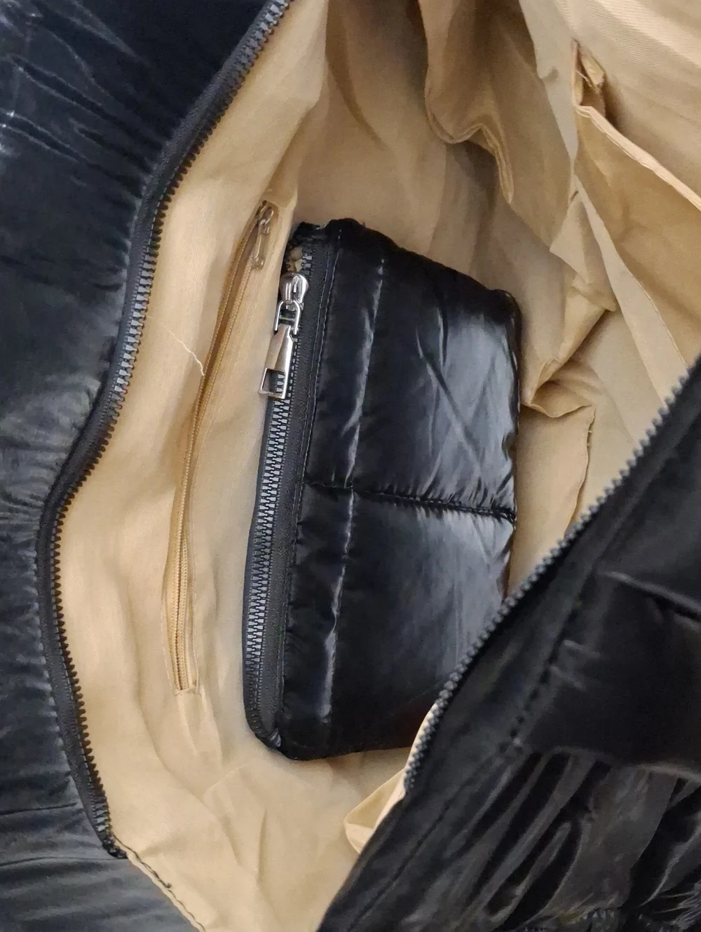 Black Quilted Tote Bag - Women's Puffer Shoulder Bag